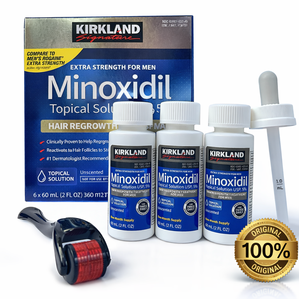 Minoxidil Kirkland Original 5% - Pack 3 meses + Dermaroller