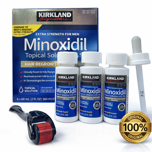 Minoxidil Kirkland Original 5% - Pack 3 meses + Dermaroller