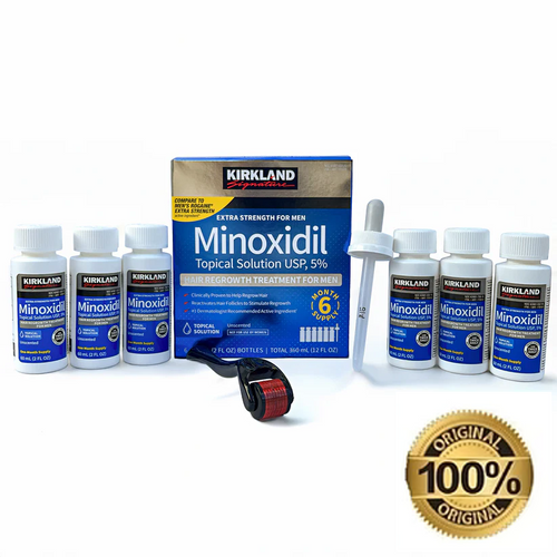 Minoxidil Kirkland Original 5% - Pack 6 meses + Dermaroller